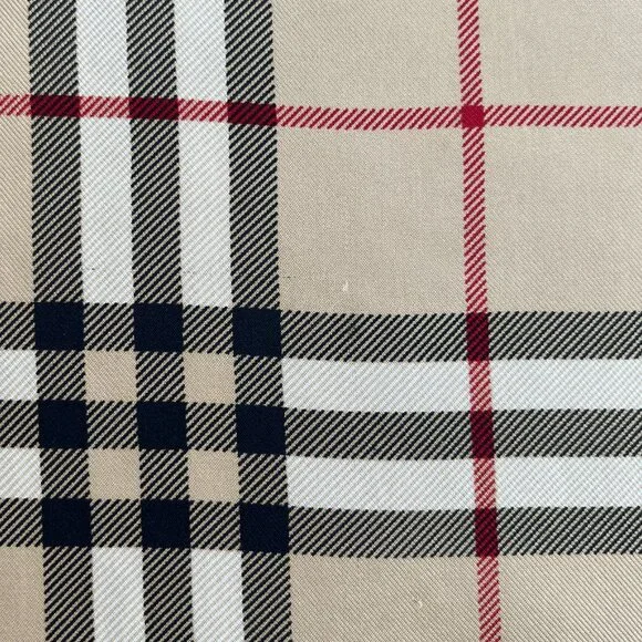 Authentic Tan Burberry Check Plaid Silk Beige Scarf - Picture 7 of 8